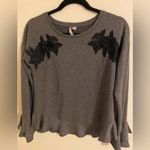 Floral accent embroidered blouse